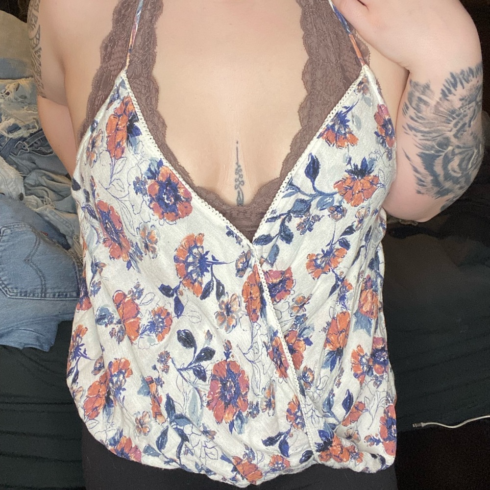 Abercrombie & Fitch Butterfly Floral Halter Tank
